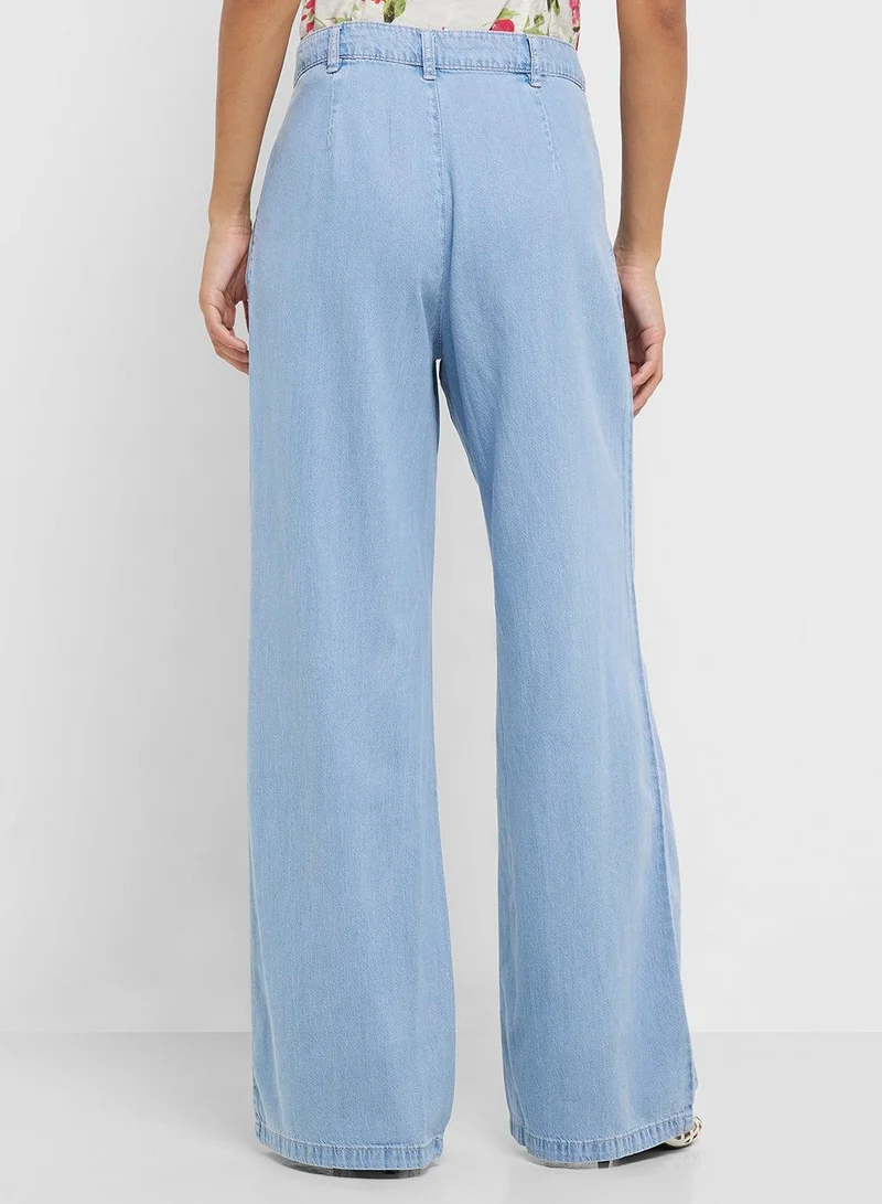 MANGO wideleg lyocell trousers with pleats